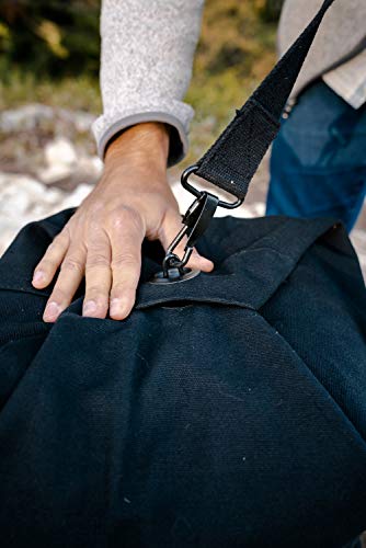 STANSPORT - Cotton Canvas Duffel Bag With Shoulder Strap For Travel and Storage Black, 36' X 10' X 10'