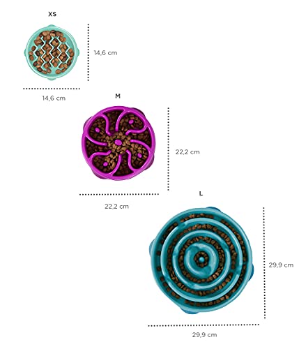 Outward Hound Fun Feeder Slo Bowl, Slow Feeder Dog Bowl, Medium/Mini, Turquoise