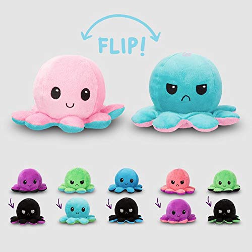 TeeTurtle | The Original Reversible Octopus Plushie | Patented Design | Green and Aqua | Show your mood without saying a word!