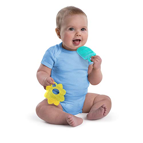 Bright Starts Sunny Soothers 2pk Multi-Textured Bpa Free Baby Teethers in Cute Sun and Popsicle Shapes, Ages 3 Months+