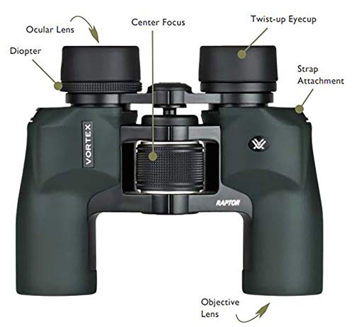 Vortex Optics Raptor Porro Prism Binoculars 8.5x32 , Green