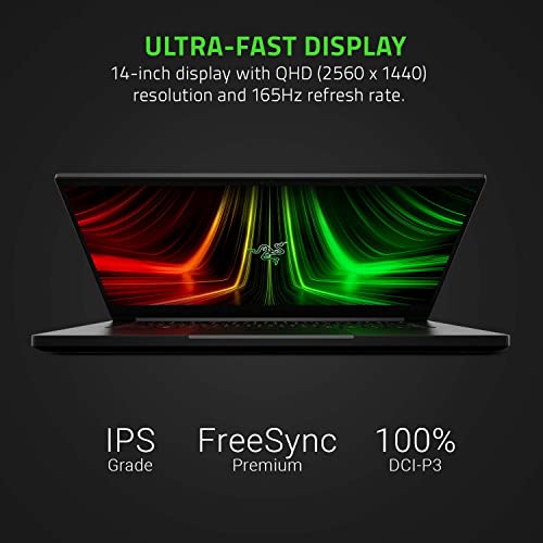 Razer Blade 14 Gaming Laptop: AMD Ryzen 9 6900HX CPU - NVIDIA GeForce RTX 3070 Ti - 14' QHD 165Hz - 16GB DDR5 RAM - 1TB PCIe SSD - Windows 11 - Ultra-Thin - CNC Aluminum - Chroma RGB