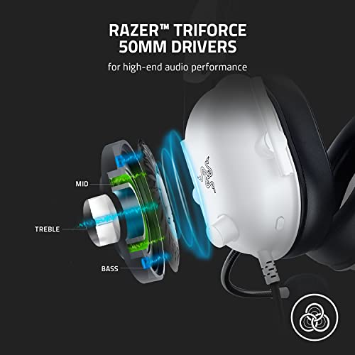 Razer BlackShark V2 X Gaming Headset: 7.1 Surround Sound - 50mm Drivers - Memory Foam Cushion - for PC, PS4, PS5, Switch, Xbox One, Xbox Series X|S, Mobile - 3.5mm Audio Jack – White