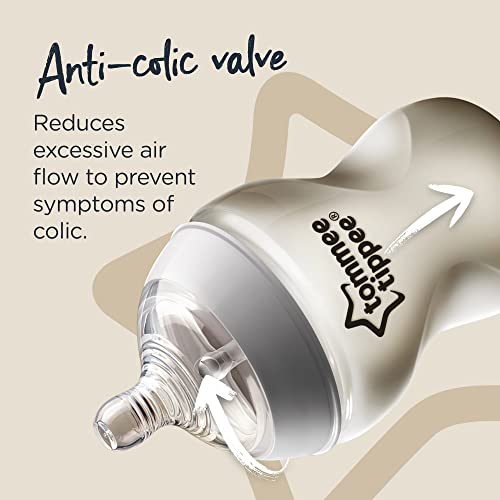 Tommee Tippee Closer to Nature Baby Bottles Slow Flow Breast-Like Nipple with Anti-Colic Valve (9oz, 2 Count)