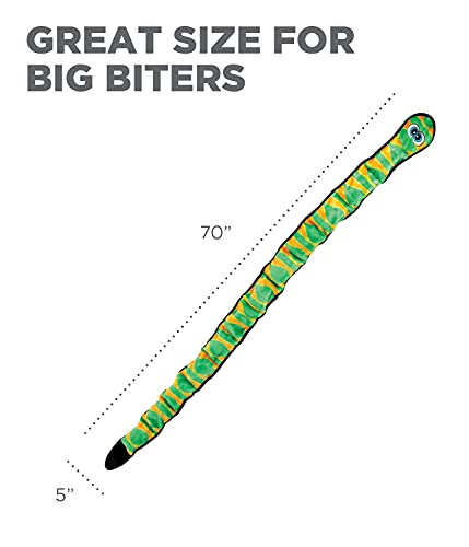 Outward Hound Invincibles Green Snake Plush Dog Toy, XXL