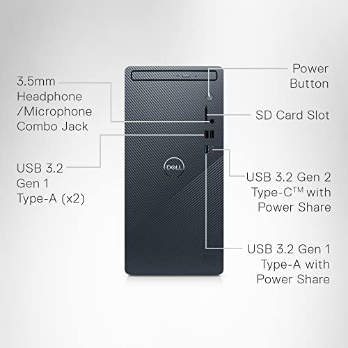 Dell Inspiron 3020 Desktop -Intel Core i7-13700, 32GB DDR4 RAM, 512GB SSD + 1TB HDD, NVIDIA GeForce RTX 3060 12GB GDDR6 Graphics, Windows 11 Home - Mist Blue