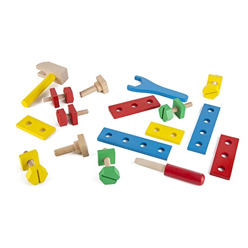 Melissa and Doug Take-Along Tool Kit Wooden Construction Toy (24 pcs)
