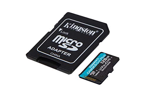 Kingston 128GB microSDXC Canvas Go Plus 170MB/s Read UHS-I, C10, U3, V30, A2/A1 Memory Card + Adapter (SDCG3/128GB)