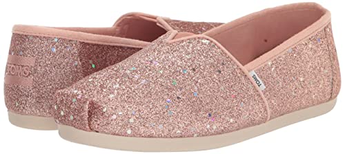 TOMS Women's Alpargata Recycled Cotton Canvas” Loafer Flat, Rose Gold Cosmic Glitter, 5