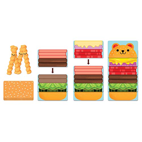 Mudpuppy Burger Bear Bonanza Game from Match, Stack and Steal Toppings to Build Burger Bears, Includes 64 Cards, 36 French Fry Tiles and Instructions, Perfect for 2-4 Players, Ages 5+