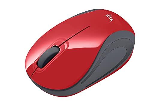 Logitech Wireless Mini Mouse M187 Ultra Portable, 1000 DPI Optical Tracking, 3-Buttons, PC/Mac/Laptop - Red