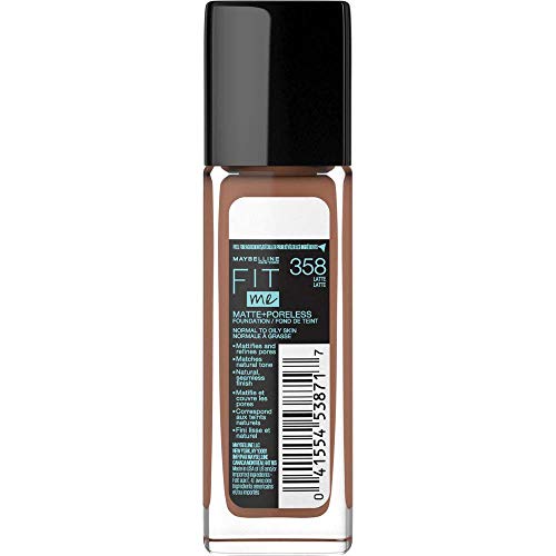 Maybelline Fit Me Matte + Poreless Liquid Oil-Free Foundation Makeup, Latte, 1 fl; oz
