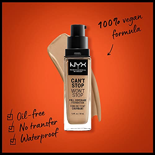NYX PROFESSIONAL MAKEUP Can't Stop Won't Stop Foundation, 24h Full Coverage Matte Finish - Beige