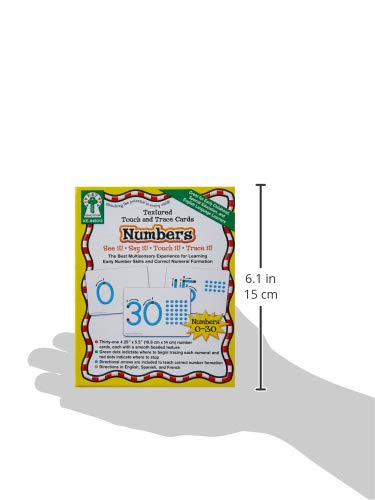 Key Education Textured Touch and Trace Numbers Cards—Color-Coded Numbers 0-30 Cards with Tracing Points and Directional Arrows, Math Learning and Number Formation Skills (31 pc)