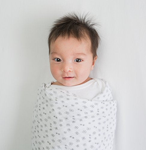 Amazing Baby Swaddle Studio Milestone Muslin Blankets, Set of 3, Loved Wreath, Black