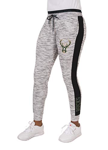 Ultra Game NBA Milwaukee Bucks Womens Active Basic Fleece Jogger Sweatpants, Space Dye Gray, Large