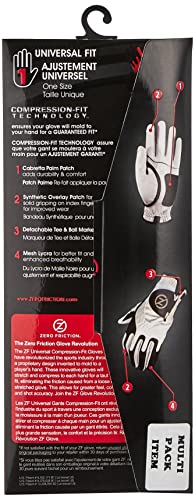 Zero Friction Male Men's Compression-Fit Synthetic Golf Glove (2 Pack), Universal Fit Black/Blue, One Size