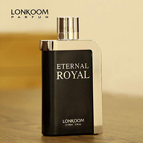 Lonkoom Eternal Royal - Fragrance for Men - Amber and Woody Scent - Perfume Notes of Litchi, Bergamot, Raspberry, Cardamom, Musk, Sandalwood - Long Wearing Aromatic Projection - 3.4 oz EDT Spray