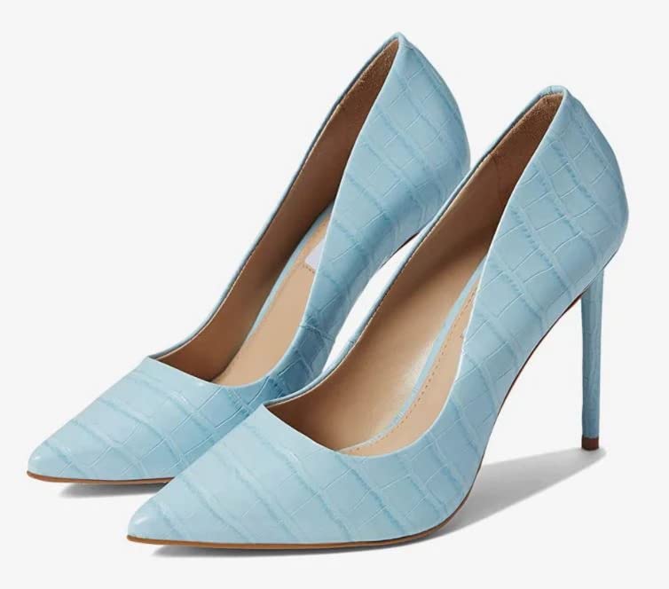 (Light Blue Croco, 7) Steve Madden Vala Blue Pointed Toe Stiletto Shoes Heels for Womens Dress Pumps