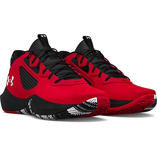 Under Armour Unisex Lockdown 6 Basketball Shoe, (600) Red/Black/White, 12.5 US Men