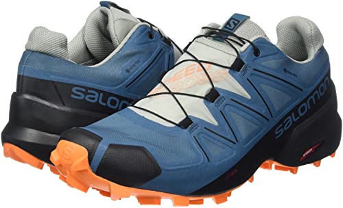 Salomon Speedcross 5 Gore-TEX Trail Running Shoes for Men, Mallard Blue/Wrought Iron/Vibrant Orange, 8.5