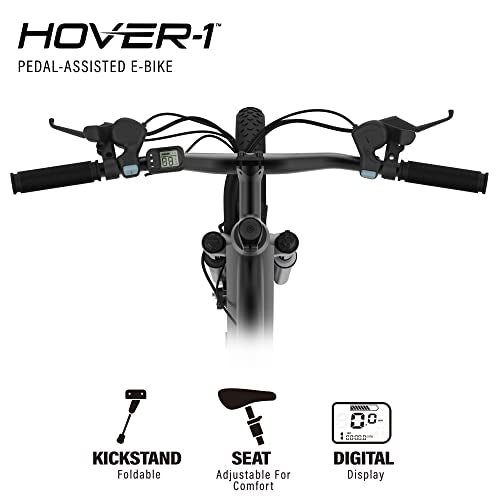 Hover-1 Instinct Electric Bike with 350W Motor, 15 mph Max Speed, 26” Tires, and 40 Miles of Range E-Bike, Black