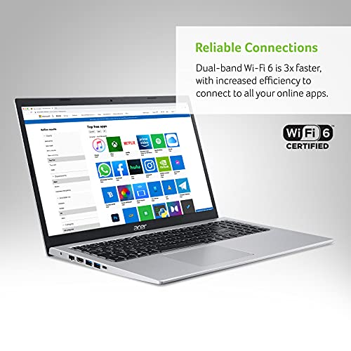 Acer Aspire 5 A515-56-347N Slim Laptop - 15.6' Full HD IPS Display - 11th Gen Intel i3-1115G4 Dual Core Processor - 8GB DDR4 - 128GB NVMe SSD - WiFi 6 - Amazon Alexa - Windows 11 Home in S Mode