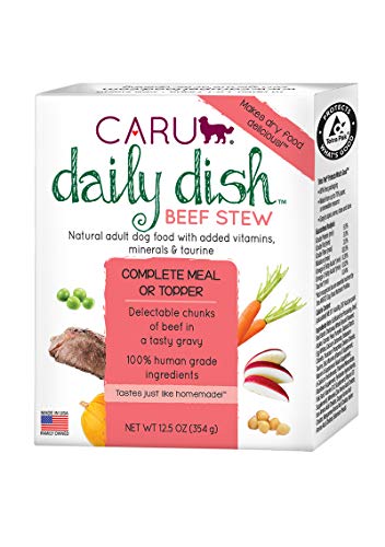 Caru Daily Dish Beef Stew, Natural Adult Wet Dog Food with Real Chunks of Beef, with Added Vitamins and Minerals, Non-GMO Ingredients (12.5 oz) - 12 Pack