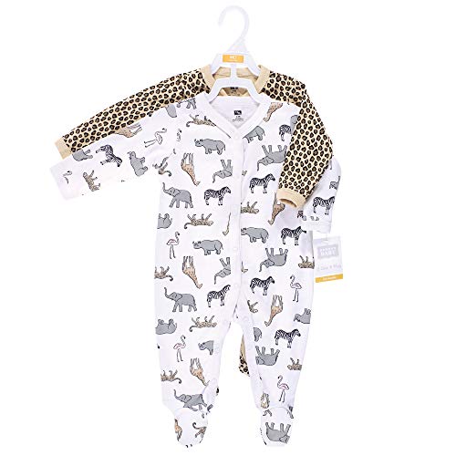 Hudson Baby Unisex Baby Cotton Sleep and Play Modern Pink Safari, 0-3 Months