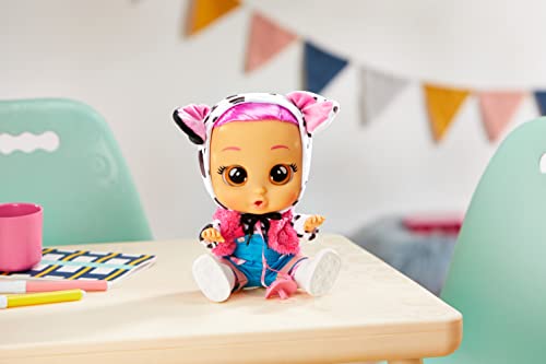 Cry Babies Dressy Dotty - 12' Baby Doll | Blue Overalls, Dalmatian Themed Hoodie with Animal Ears, Amazon Exclusive