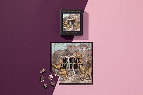 Mondays, Am I Right? 100 Piece Mini Shaped Puzzle from Brass Monkey - 7.25' x 7.25' Mini Puzzle for Adults, Eye-Catching Design, Black Foil Accents, Unique Gift Idea!
