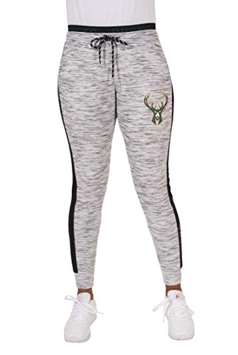 Ultra Game NBA Milwaukee Bucks Womens Active Basic Fleece Jogger Sweatpants, Space Dye Gray, Large