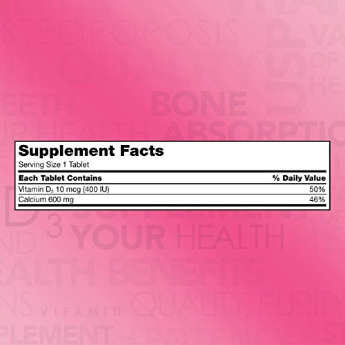Kirkland Signature, Calcium 600 mg + D3 500 Count WbrXT (Pack of 3)