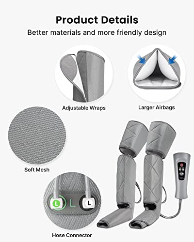 RENPHO Leg Massager for Circulation and Pain Relief, Air Compression Foot Leg Calf Thigh Massage, Helps for Reduce Swelling, 6 Modes 4 Intensities, Gifts for Mom, Dad, Women, Men