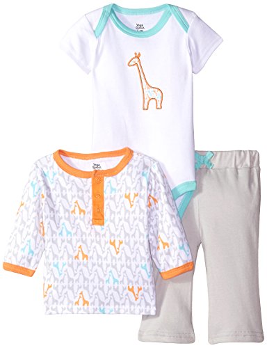 Yoga Sprout Long Sleeve Tee Top, Pants, and Bodysuit Set, Giraffe, 3-6 Months