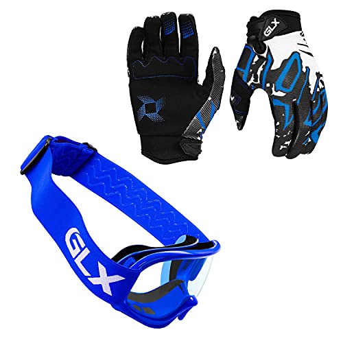 GLX GX623 DOT Kids Youth ATV Off-Road Dirt Bike Motocross Motorcycle Full Face Helmet Combo Gloves Goggles for Boys and Girls (Modern, Large)
