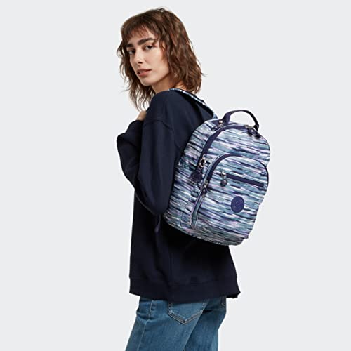 Kipling Women's Seoul Small Backpack, Durable, Padded Shoulder Straps with Tablet Sleeve, School Bag, Brush Stripes, One Size