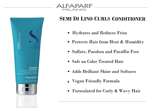 Alfaparf Milano Semi Di Lino Curls Enhancing Conditioner for Wavy and Curly Hair - Hydrates and Nourishes - Reduces Frizz - Protects Against Humidity - Vegan-Friendly Formula - 6.76 fl. oz.