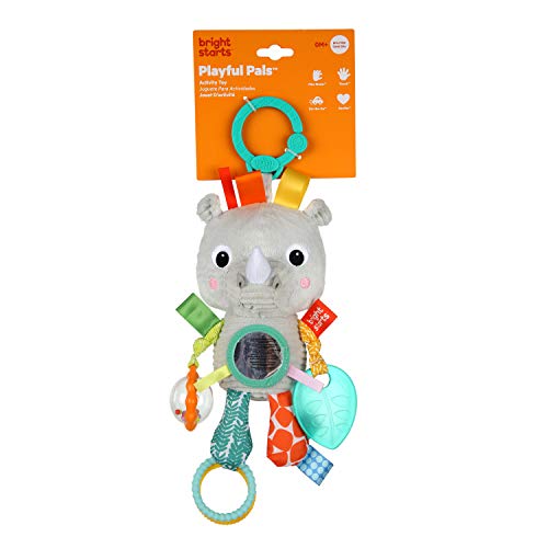Bright Starts Playful Pals Activity Take-Along Toy, Rhino, Newborn +
