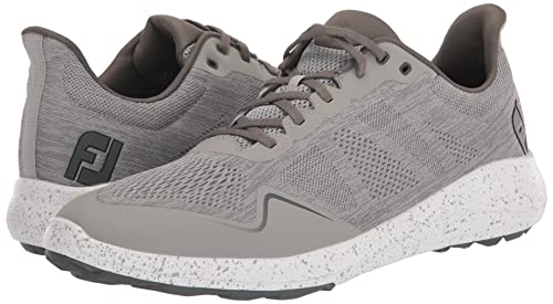 FootJoy Men's FJ Flex Golf Shoe, Heather Grey/Black, 9.5