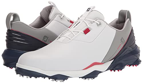 FootJoy Men's Tour Alpha Golf Shoe, White/Navy/Grey, 11
