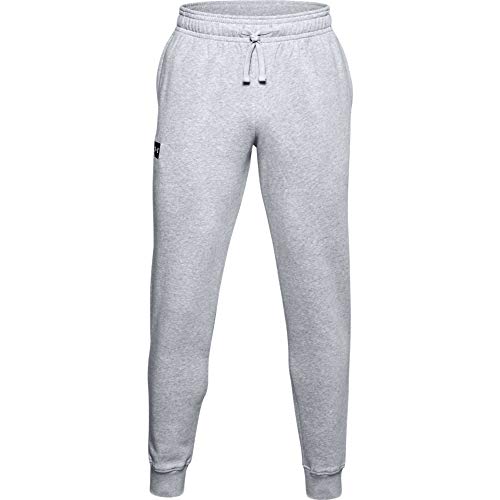 Under Armour Mens Rival Fleece Joggers , Mod Gray Light Heather (011)/Onyx White , Medium