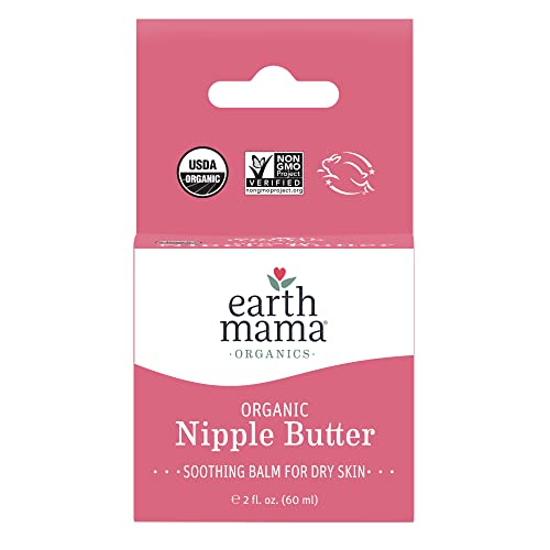 Organic Nipple Butter Breastfeeding Cream by Earth Mama | Lanolin-free, Postpartum Essentials Safe for Nursing, Non-GMO Project Verified, 2-Fluid Ounce
