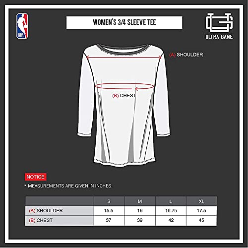 Ultra Game NBA Detroit Pistons Womens T-Shirt Raglan Baseball 3/4 Long Sleeve Tee Shirt, Team Color, Medium
