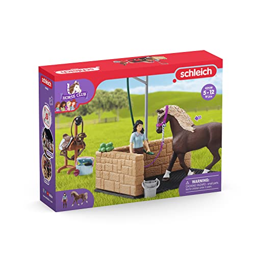 Schleich Horse Toys and Playsets – 13 Piece Horse Wash and Bath Stall Area, with Horse Figurine, Horse Groomer Action Figure, and Pony Accessories, for Girls and Boys Ages 5 and Above