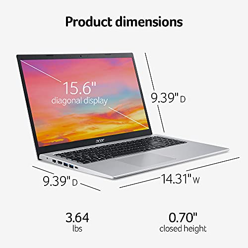 Acer Aspire 5 A515-56-347N Slim Laptop - 15.6' Full HD IPS Display - 11th Gen Intel i3-1115G4 Dual Core Processor - 8GB DDR4 - 128GB NVMe SSD - WiFi 6 - Amazon Alexa - Windows 11 Home in S Mode