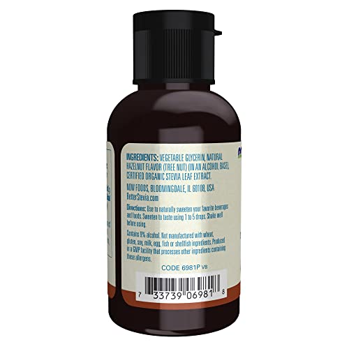NOW Foods, Better Stevia Liquid, Hazelnut, Zero-Calorie Liquid Sweetener, Low Glycemic Impact, Certified Non-GMO, 2-Ounce