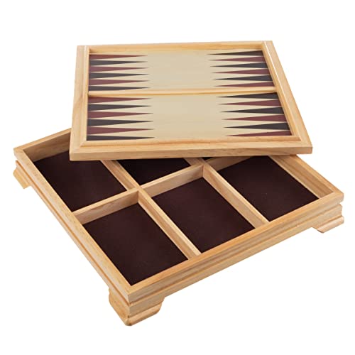 Hey! Play! Deluxe 7-in-1 Game Set - Chess - Backgammon Etc, Brown (12-2072)