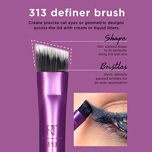 Real Techniques Everyday Eye Essentials Makeup Brush Kit, Eye Makeup Brushes for Eye Liner, Eyeshadow, Brows, and Lashes, Synthetic Bristles, Cruelty-Free and Vegan, 8 Piece Set