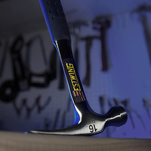 ESTWING Hammer - 16 oz Straight Rip Claw with Smooth Face and Shock Reduction Grip - E3-16S